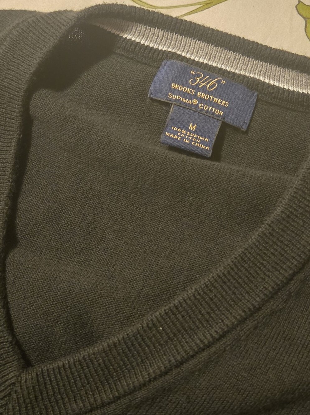 Brooks Brothers Men's Black V-neck Supima Cotton Sweater